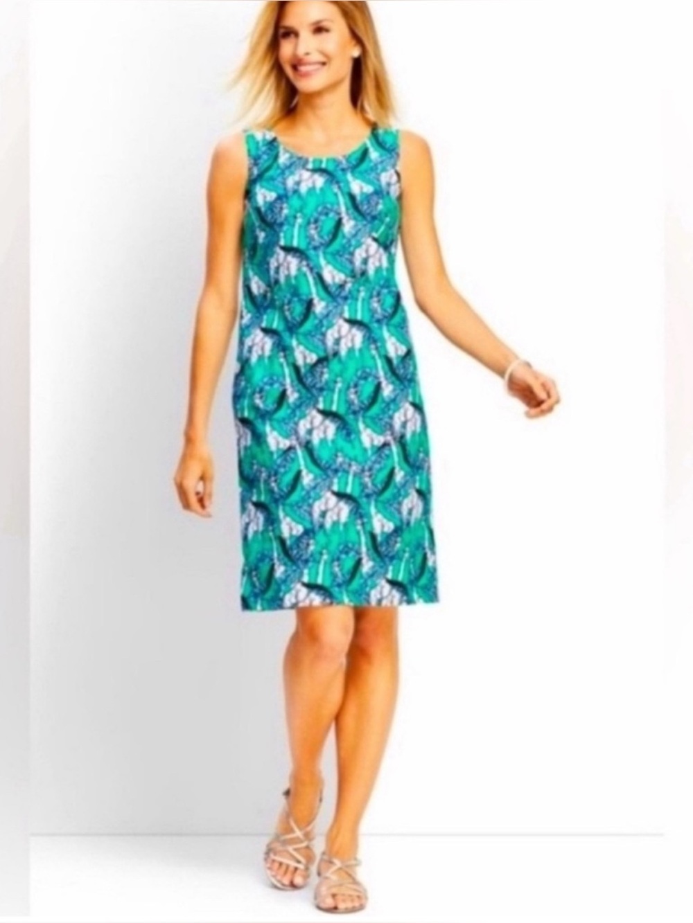 Talbots Giraffe Print Cotton Shift
Dress with Ribbon Tie